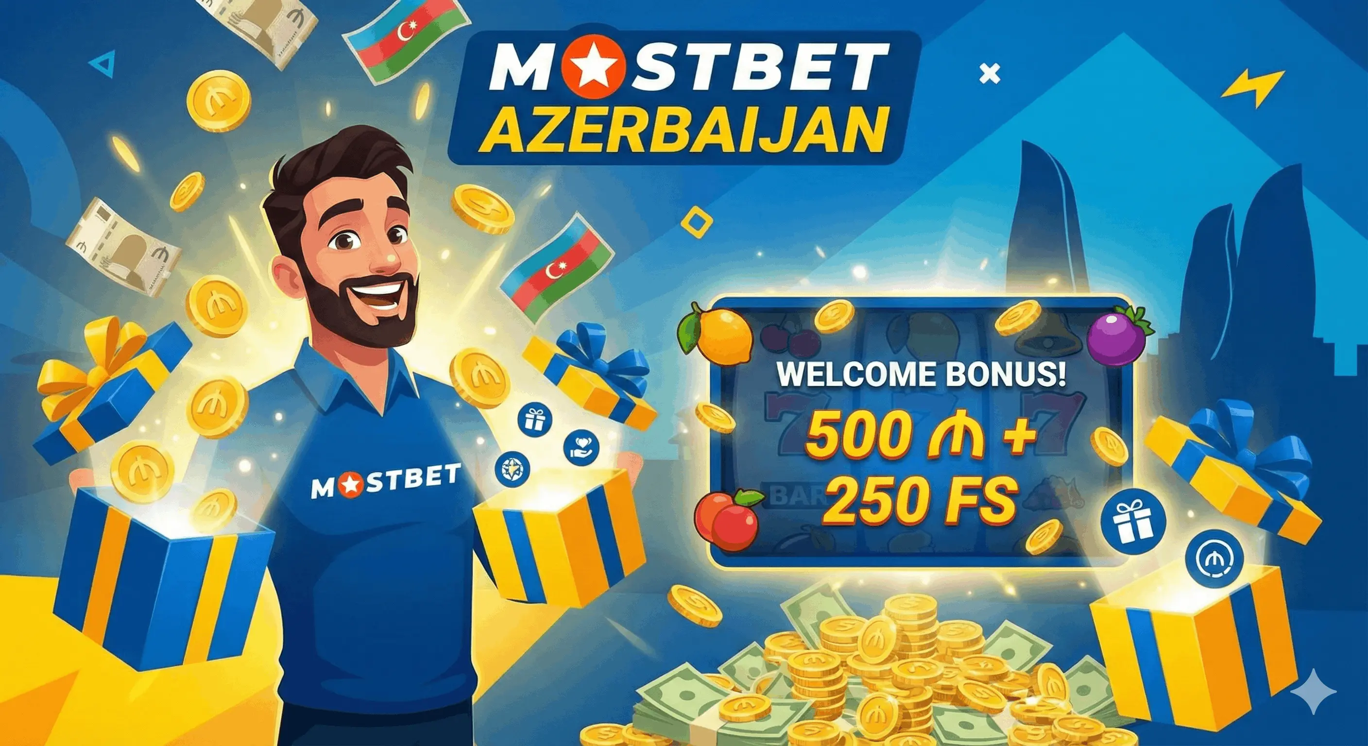 Mostbet Azerbaijan xoş gəlmisiniz bonusu və 250 pulsuz fırlanma təklifi